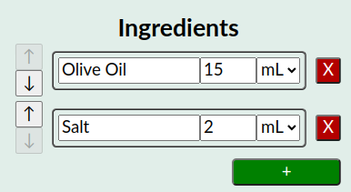 The intended result: "Olive Oil", "Salt".